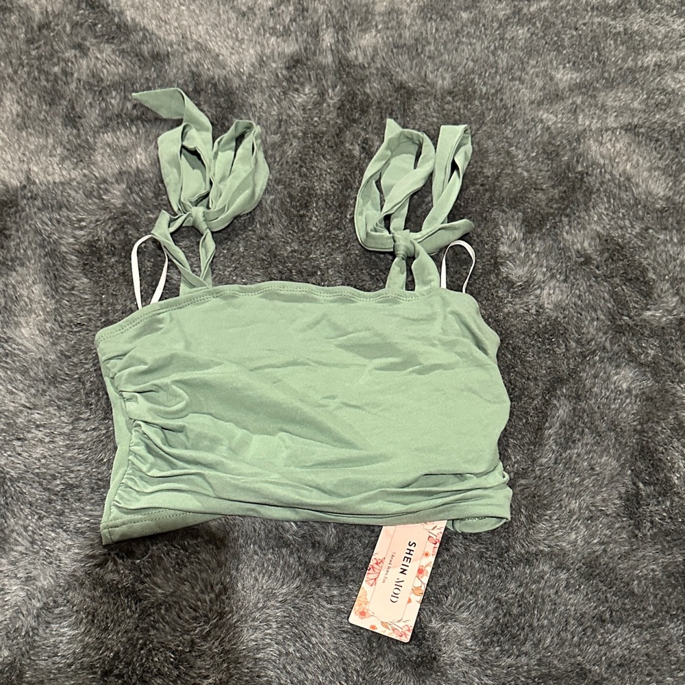 SHEIN Sage Tie-Strap Tank Top